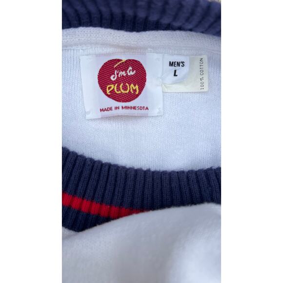 Vintage J'Ma Plum Sweater Men Large White Golf Embroidered Crewneck Long Sleeve - Picture 4 of 5